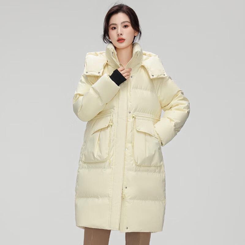 Yiliteng Women's Drawstring Waist Hooded Down Jacket