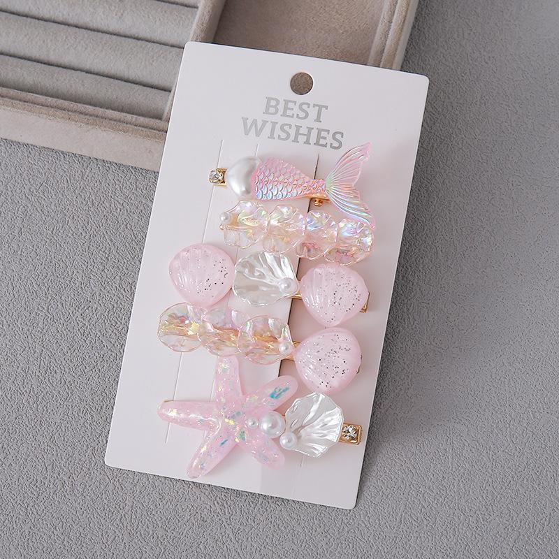 5 Pcs/Set Mermaid Starfish Shell Hairpins Girls Cute Hair Clips Hairgrips for Women Barrettes Hair Styling Tool Hair Accessories