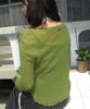 RONRON Sheer Wavy Boat Neck Knit Olive