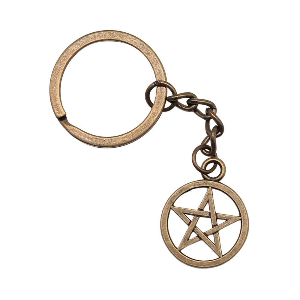 Dreifachmond Pentagramm Anhänger Schlüsselanhänger Stern Wicca Thema Schlüsselring 28mm
