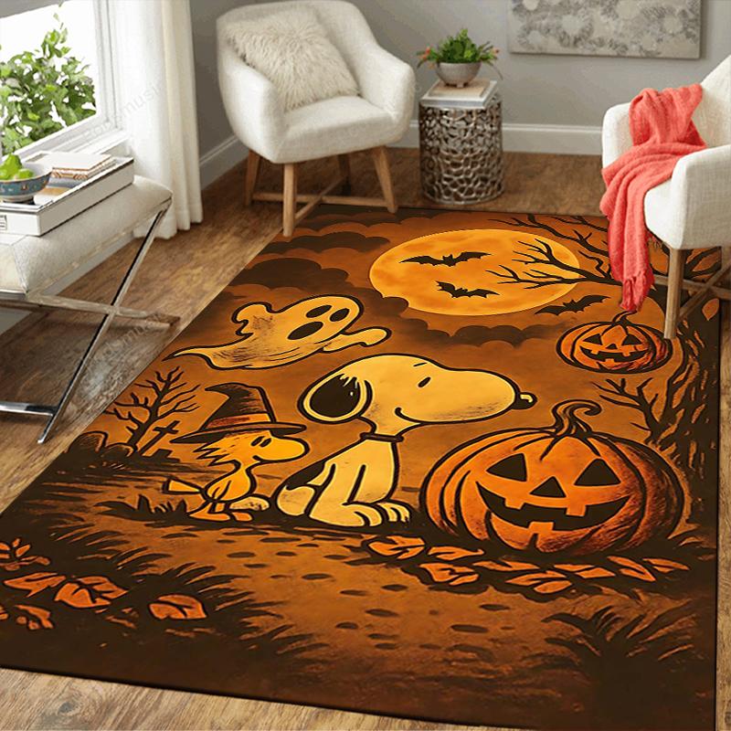 1Pc Snoopy Halloween Night Rug Office Carpet Indoor Outdoor Doormat Nonslip Soft And Comfortable Living Room Christmas Halloween Gift D918102