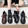 Women's shoes, small leather shoes, women's spring new thick-soled shoelaces, velvet muffin, retro versatile love