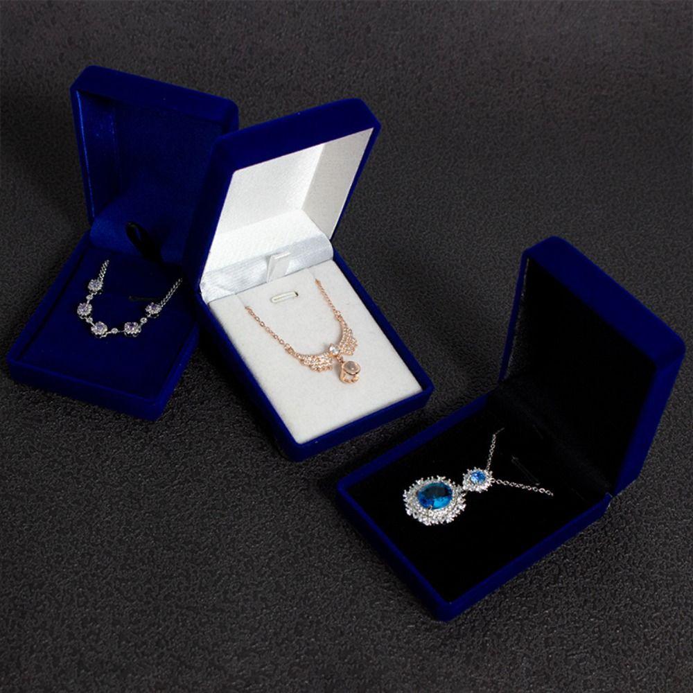 Velvet Necklace Storage Box Solid Color Necklace Holder Fashion Jewelry Display Box Necklace