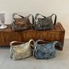 Women Vintage Large Capacity Soft PU Shoulder Bag with Belt Detail for Daily Commute