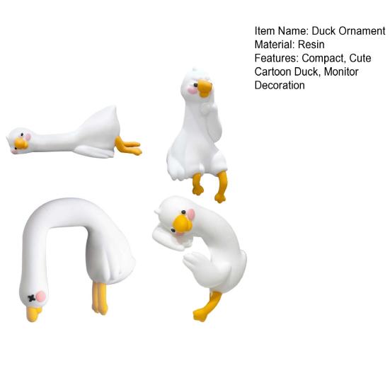 Yousheng 3D Duck Ornament Resin Cartoon Mini Duck Figurine Computer TV Monitor Decoration Collectible for Friends Gift Car Screen Display