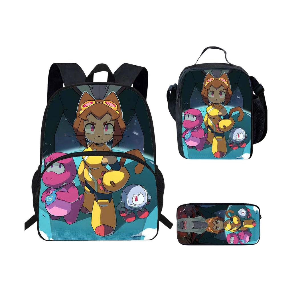 Student Backpack Lunch Bag Pencil Case Set Three Piece Lightweight Durable School Bag with Adjustable Straps and Multiple Compartments for Kids