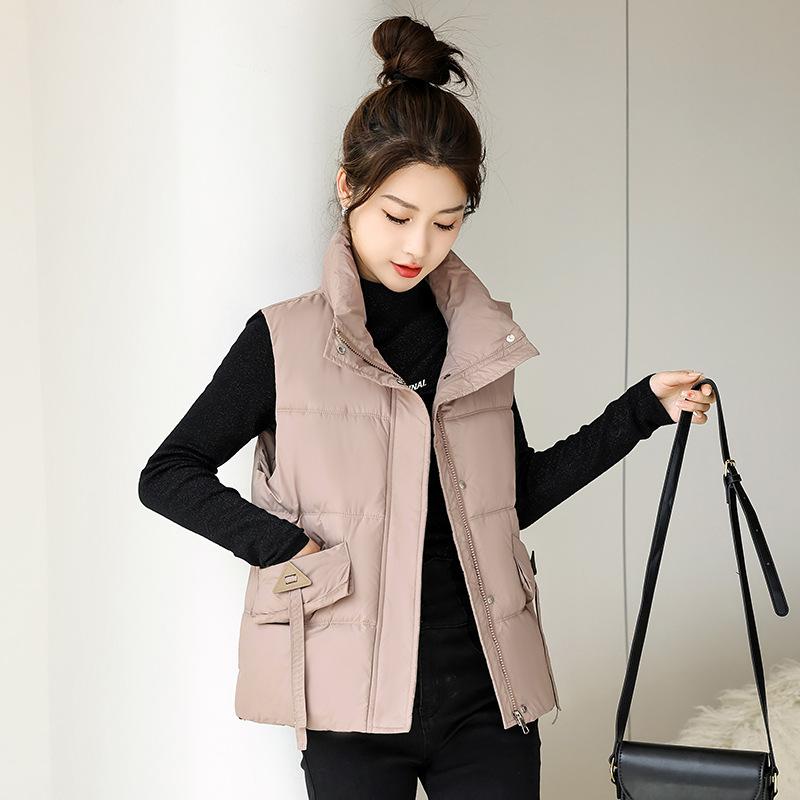 

Жилет из хлопка больших размеров для женщин, осень и зима, свободная хлопковая майка с воротником-стойкой, безрукавка, модный жилет 2XL темно-коричневого