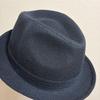 Used STETSON Folded Hat with Feather Navy