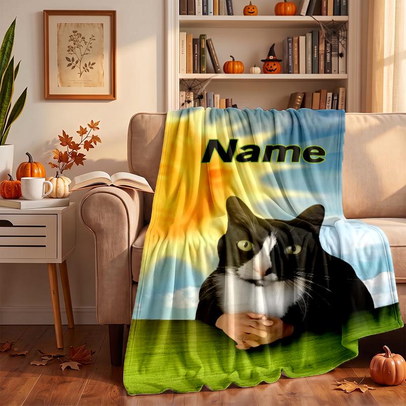 cat meme Custom Flannel Blankets Soft Warm Cozy Throws for Home Decor Holiday Gifts