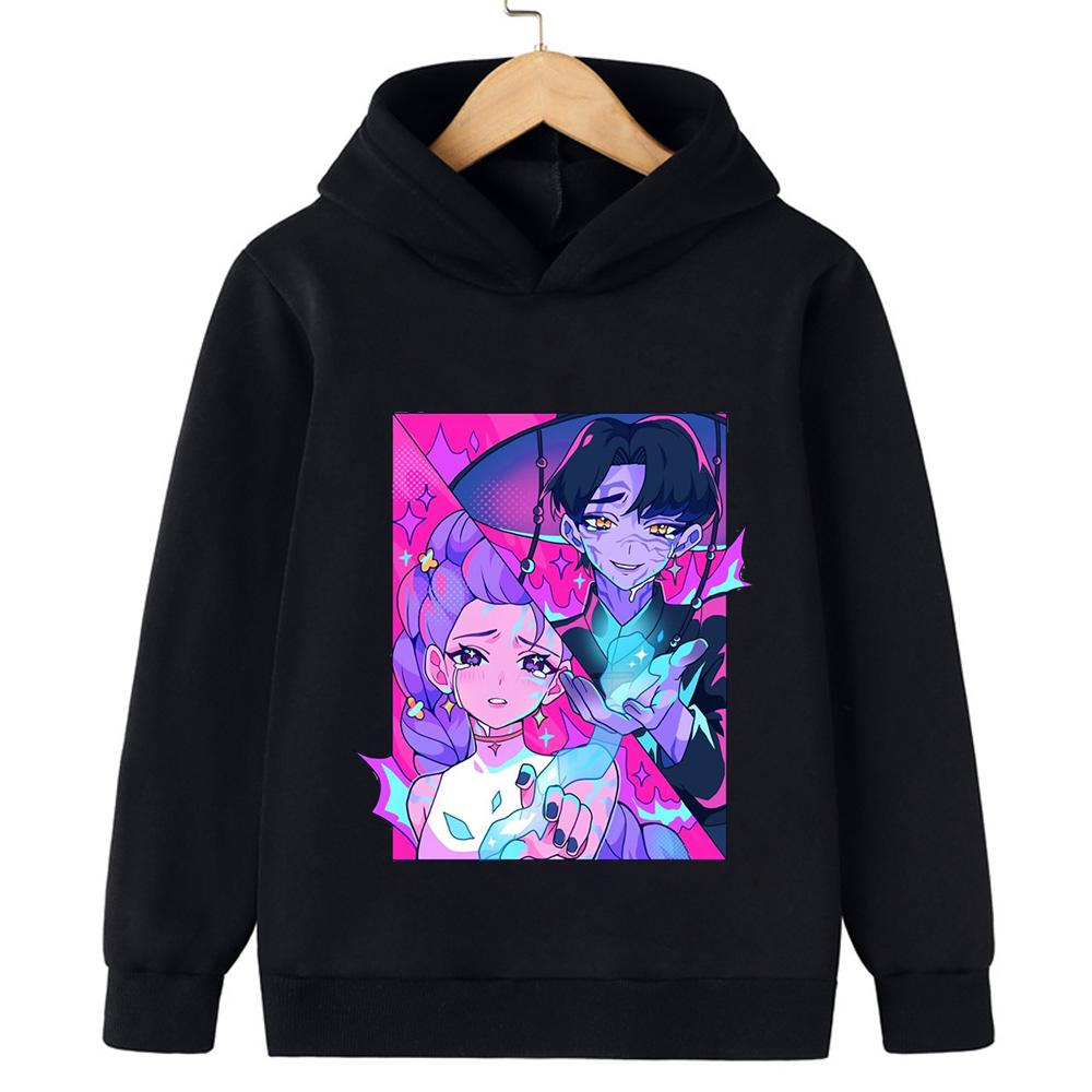 KPop Devil Hunter Cartoon Printed Girl and Boy Hooded Fashion Casual Hoodie