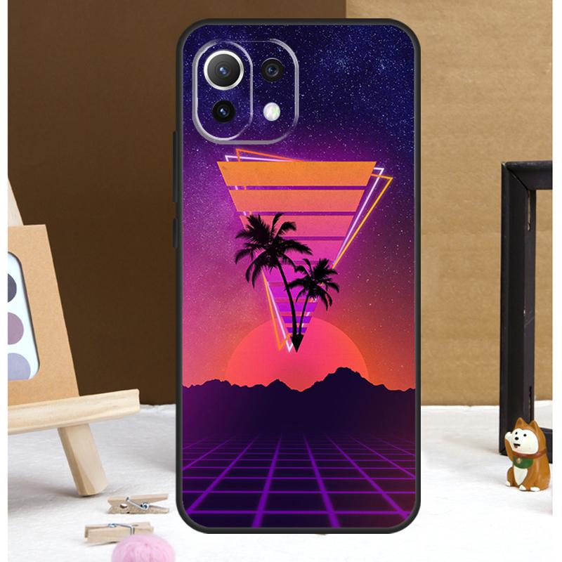80s Retrowave Neon Palms Tree Case For Xiaomi 13T 14 Pro 11T 12T 12 13 Lite POCO X6 X3 X4 X5 F5 Pro F3 M5s M6 Pro Cover