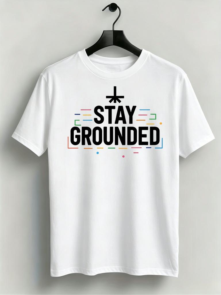 1pc Mens Graphic T Shirt Stay Grounded Short Sleeve Crew Neck
