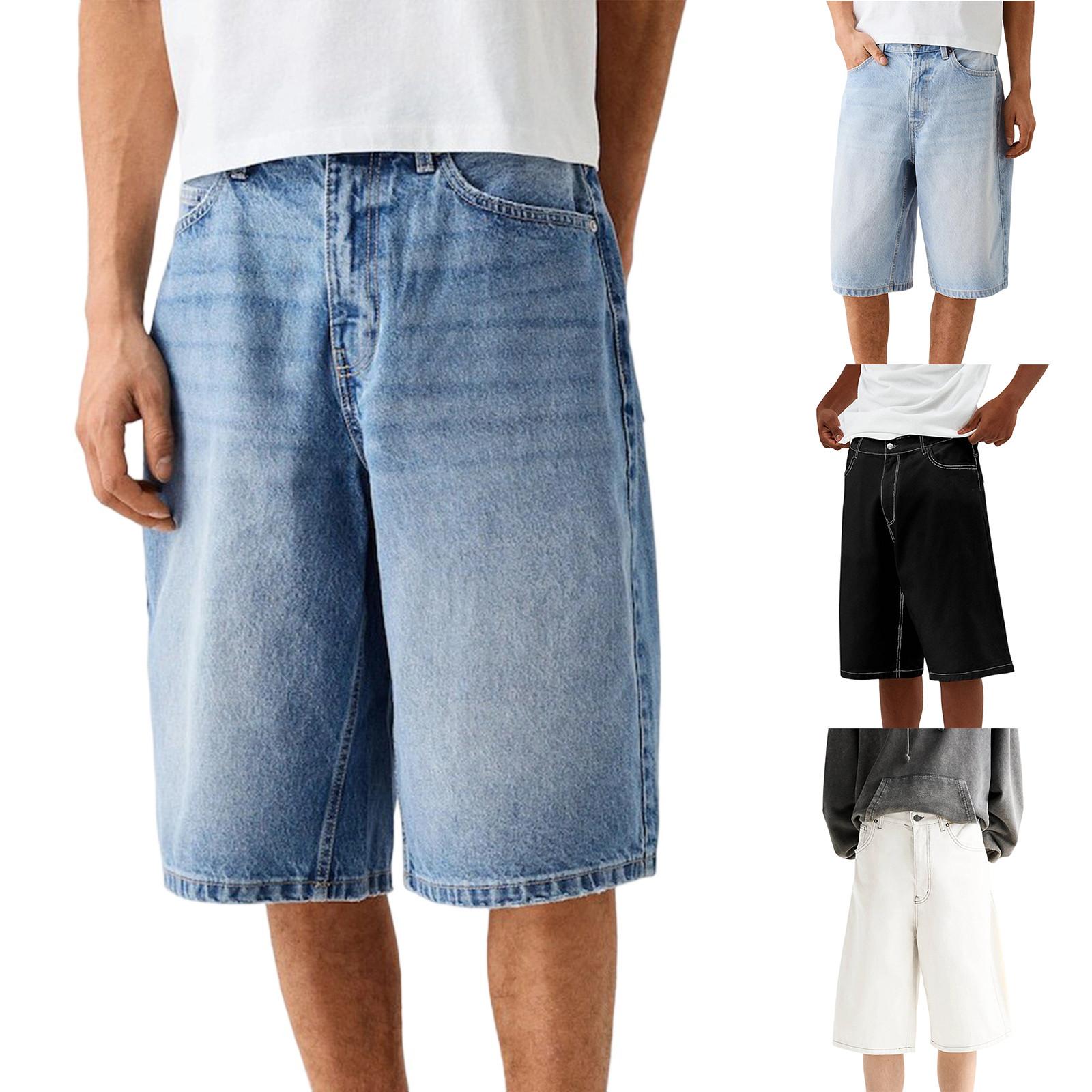 

Men S Summer Casual Shorts Vintage Fashion Denim Shorts XL білий