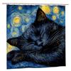 Starry Night Cat Shower Curtain - Whiskey Cat Hanging On The Living Room Wall Under The Starry Sky, Bedroom Decoration