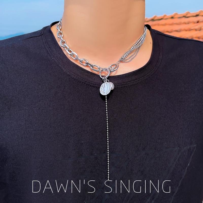 Non-Fading Stainless Steel Punk Hip-Hop Style Necklace Temperament Simple Front Buckle Collarbone Chain