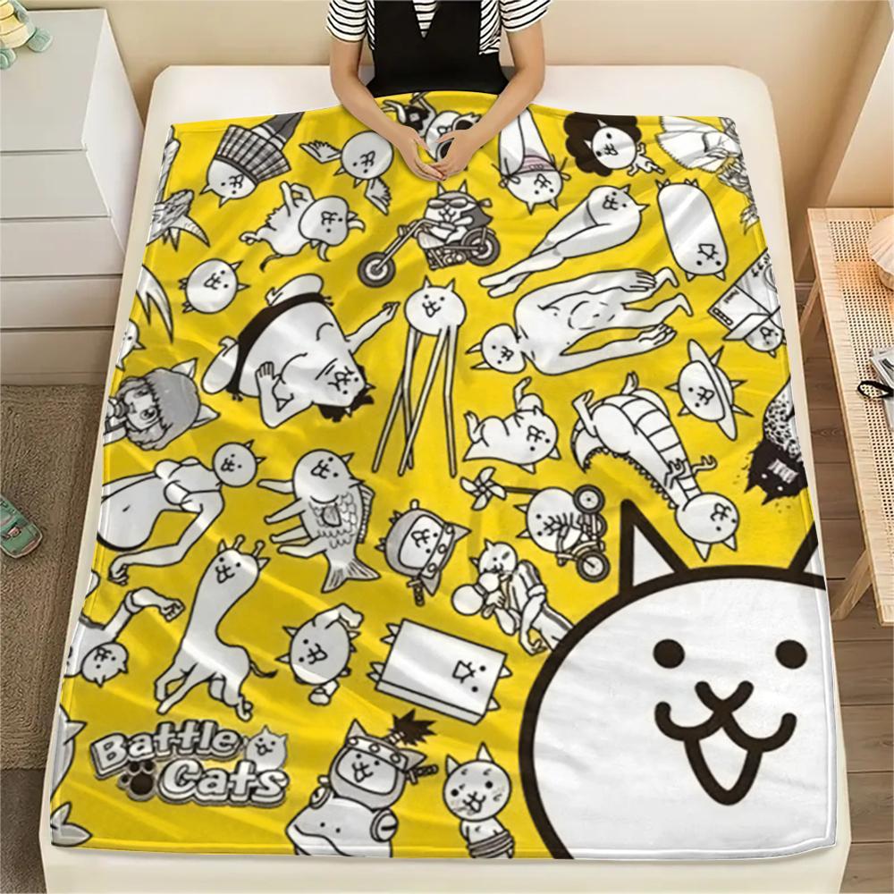1PC THE BATTLE CATS Print Flannel Blanket, High quality Comfortable for All Seasons, Home Decor, Warmth and Comfort, Perfect for Christmas Gifts207
