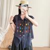 DIMANAF 2026 Summer New Plus Size Women Blouse Shirt Casual Lady Tops Tees Loose Embroidery Floral Cotton