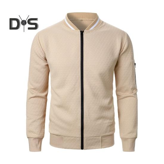 Herren Sweatshirtjacke Jacquard-Design Einfarbig Langarm Casual Top Stehkragen Lockerer Reißverschluss Outdoor Streetwear Mantel Sweatshirts