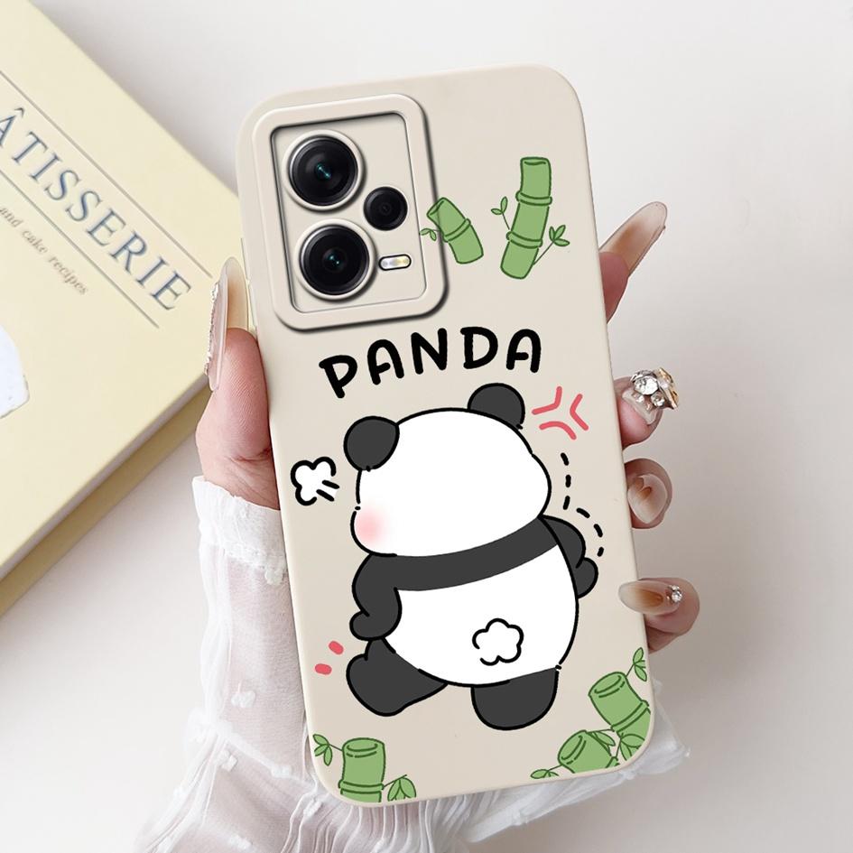 For Xiaomi Poco X5 5G Case Cover Lovely Panda Liquid Silicone Soft Back Cover For Poco X5 Pro Phone Case Coque PocoX5 X5Pro Capa