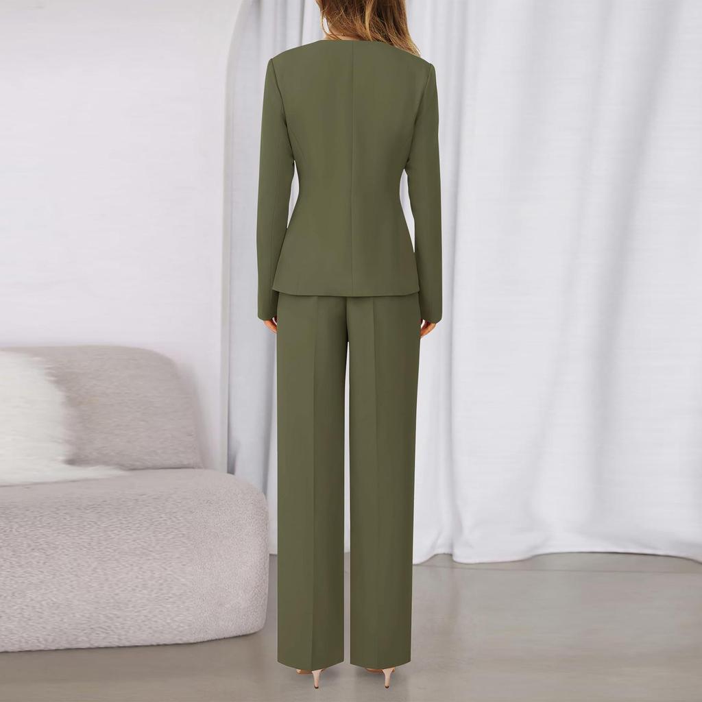 Ensemble élégant deux pièces pour femme, tendance et décontracté, à manches longues, couleur unie, avec un design élégant et haut de gamme