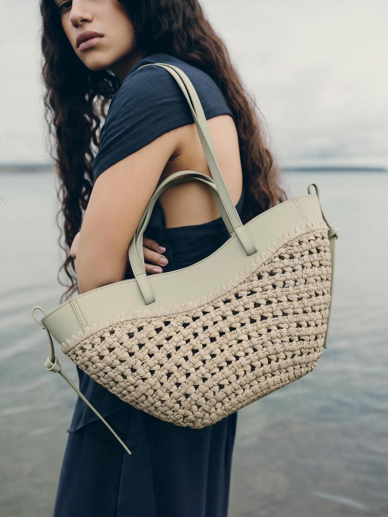 Borsa a Mano Polne Intrecciata in Vera Pelle: Borsa a Spalla alla Moda, di Grande Capacità, in Pelle di Mucca per Uso Casual o da Spiaggia