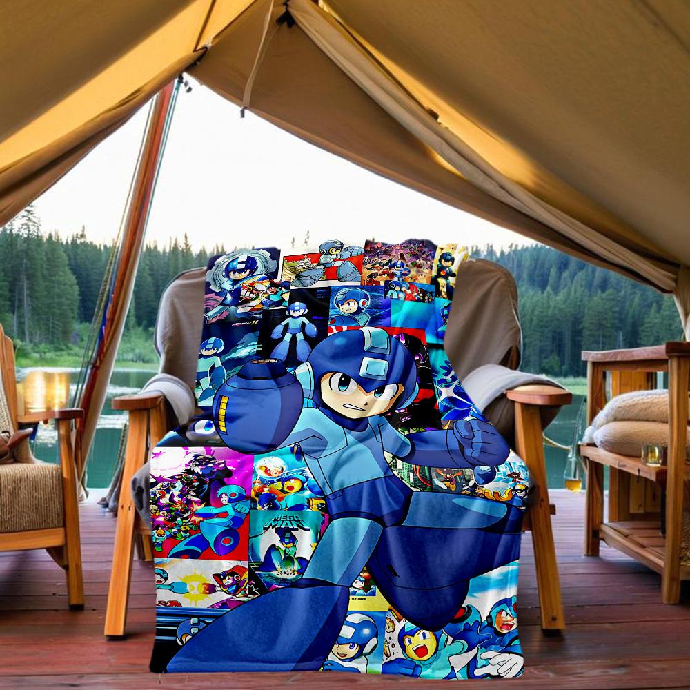 1pc Mega Man Rockman X All-Season Comfort, Outdoor Flannel Blanket - Soft, Warm & Cozy for Naps, Camping & Travel 012