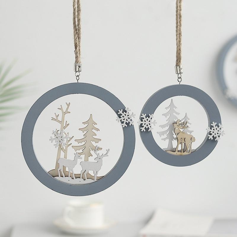 1pcs Elkdeer Wooden Wall Mount Christmas Tree Hanging Pendant Ornament Decor Christmas Decorations Supplies