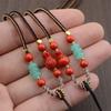 Premium Cinnabar and Agate Ruyi Necklace Cord with Jade Pendant