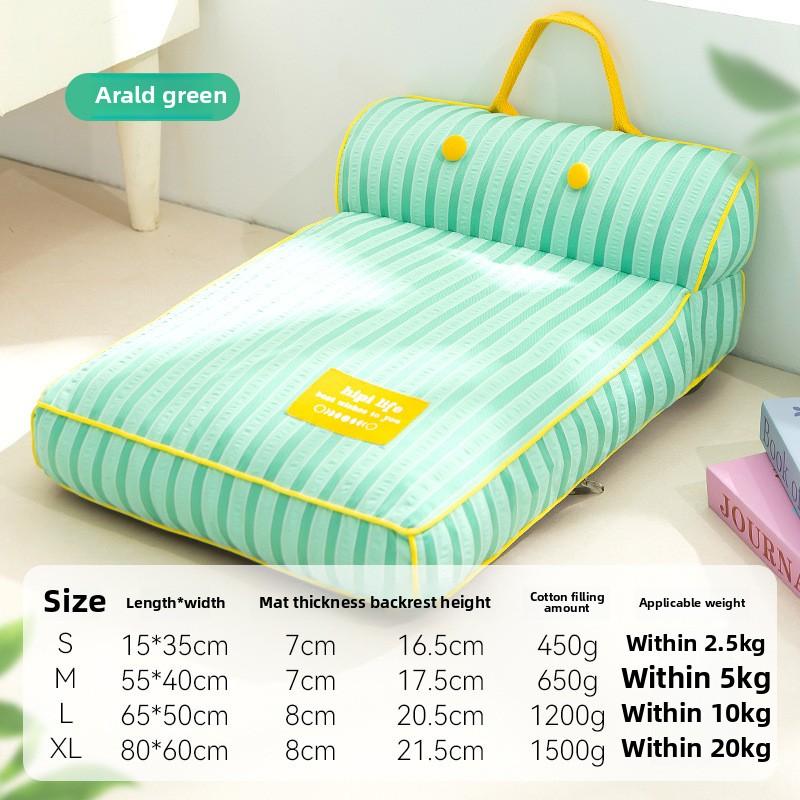 Spring and Summer Korean Plaid Dog Sofa Nest Four-season Universal Kennel Contrasting Color Backrest Dog Cushion Pet Nest Cat Nest