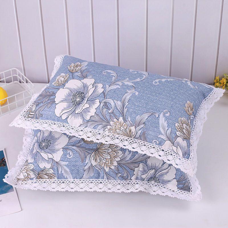 Thickened Pure Cotton Old Coarse Fabric Lace Pillowcase, A Pair of Student and Children's Dormitory Cotton Pillow Covers