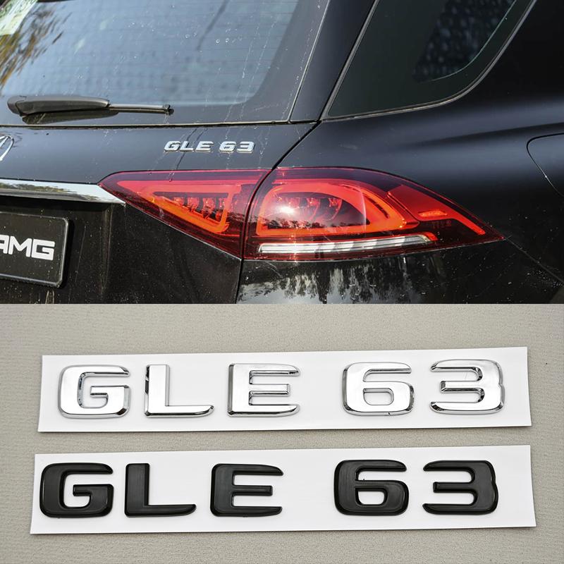 AAYY1 3D ABS Car Trunk Letters Emblem Badge GLE 63 GLE63S For W166 W167 Auto Rear Decal Sticker Gloss Black Chrome Accessories