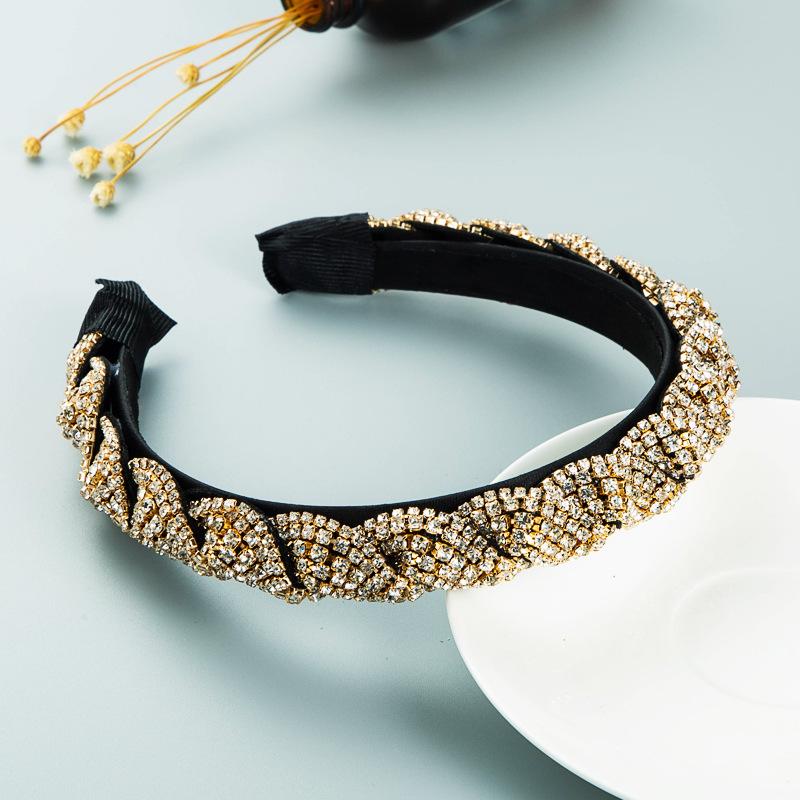 

Женское винтажное украшение для волос с блестящим двойным драгоценным камнем в стиле барокко и полным сверлом OneSize золотой