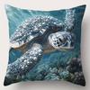 4Pcs 3D Underwater Sea Life Cushion Cover Turtle Fish Printed Pillow Case Polyester Home Decor Sofa Living Room Bedroom