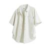 Mens Solid Color Casual Short Sleeve Button-Up Shirt