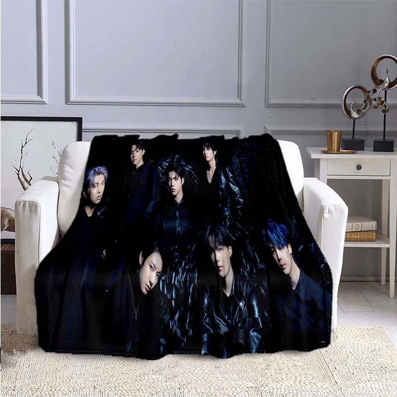 BTS Kpop Deken Plaid Kpop Cadeau Flanellen Deken voor Tienermeisjes Volwassenen Warm Pluche Plaid voor Bed Bank Sofa