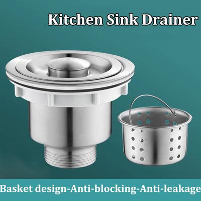 Fregadero de Cocina de Acero Inoxidable Lavabo Filtro Escurridor Accesorios Desodorizante Drenaje de Piscina para Trapeador Juego de Extensión