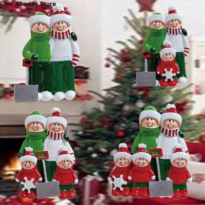 Resin Family Christmas Ornament Hanging DIY Name Pendants Family Xmas Pendants Color Painting Christmas Tree Ornaments Holiday