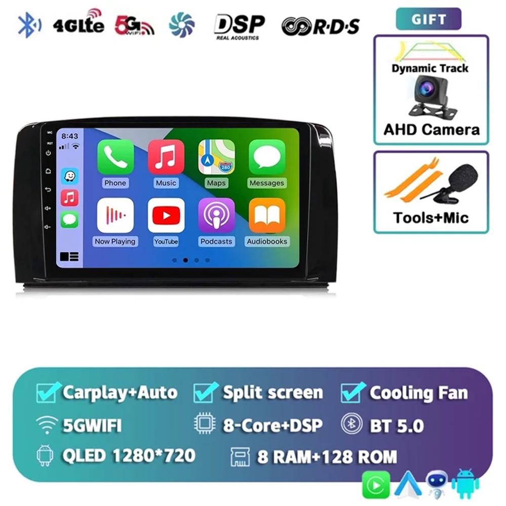 Android 14 QLED Car Radio Carplay Multimedia GPS Player BT For Mercedes Benz R Class R300 R350 R280 R320 R500 W251 2007 - 2011