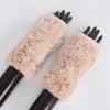 New Women 100% Real Genuine Knitted Rex Rabbit Fur Mittens Winter Warm Lady Real Fur Fingerless Gloves Handmade Knit Fur Mitten