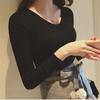 Autumn and Winter New Sweater Women's Slim and Thin V-neck Bottoming Shirt Core-spun Yarn Student Korean Version Pullover Knitted Sweater Women's