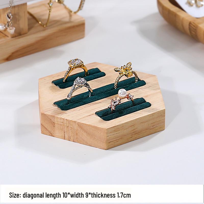 Solid Wood Minimalist Ring Display Tray with 20 Slots