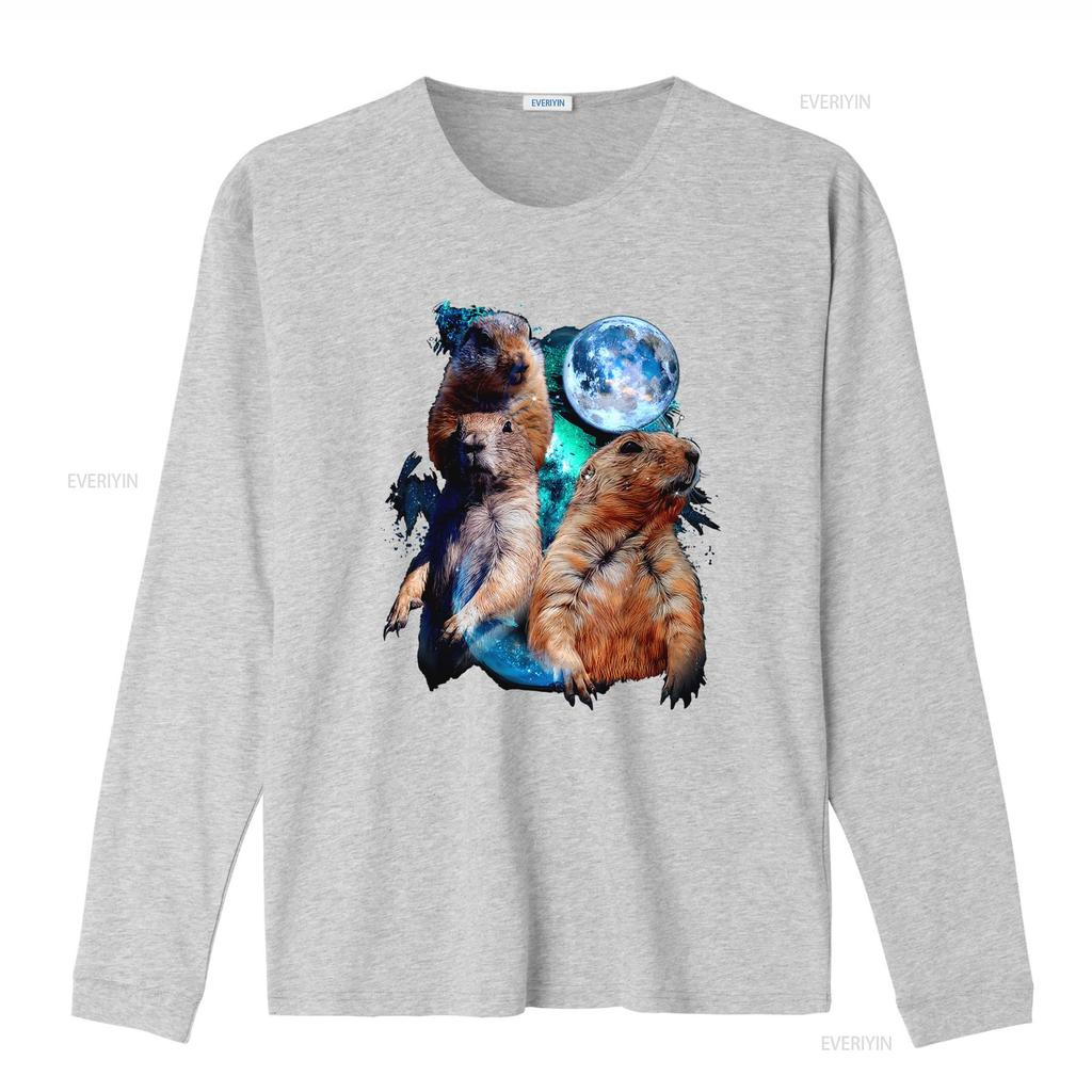 Einzigartiges 3-Mond-Präriehund-Kunst-T-Shirt Perfekt für Nagetier-Eichhörnchen-Welpen-Liebhaber vintage Gewaschenes Unisex Designer-Kleidung Stilvoll