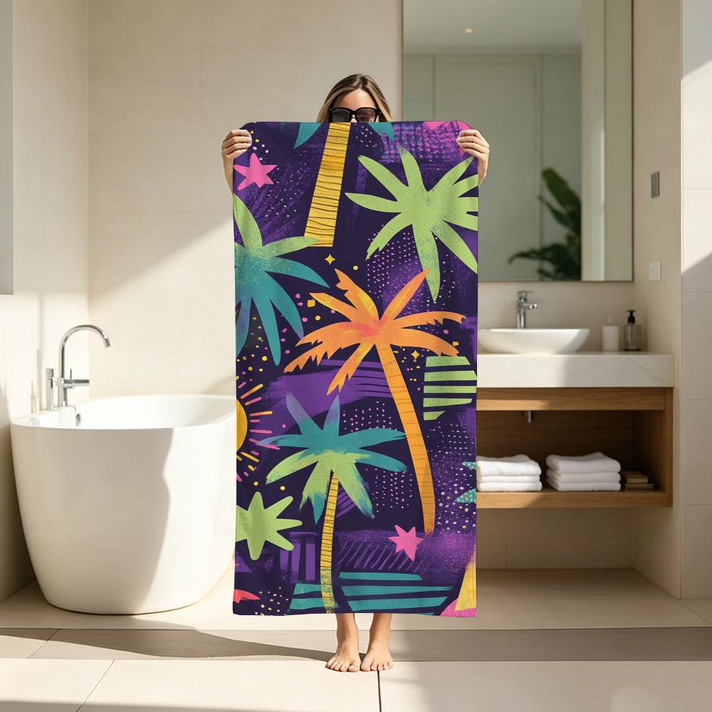Beach Vibe Summer Coconut Tree Towel ultra-fine fiber quick drying absorbent bath towel, outdoor swimming sports towel