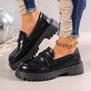 Fashion Brown Punk Platform Women Loafers Round Toe Chunky Heel Vintage Shoes Women Slip on High Heel Women Pumps