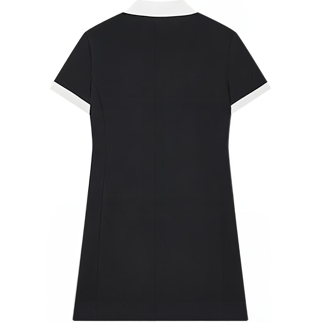 Fila SS24 Logo Print Polo Casual Slim Elegant Atmungsaktiv Kurzarmkleid Damenkleider Schwarz F51W429301F-BK