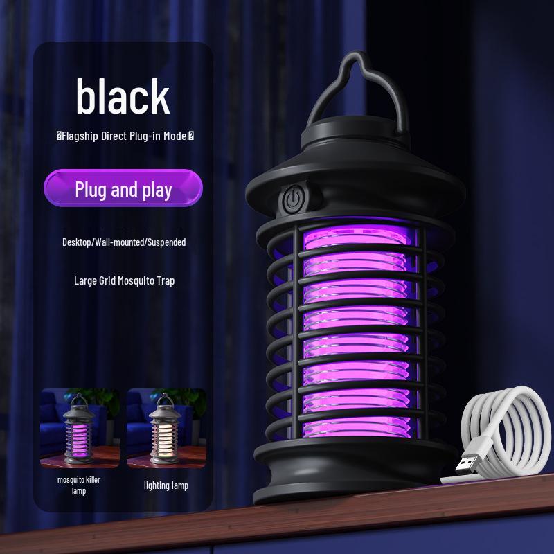 USB Rechargeable Mosquito Killer Lamp: Wall-Mounted or Portable, Indoor & Outdoor Use, Purple Light Repellent.