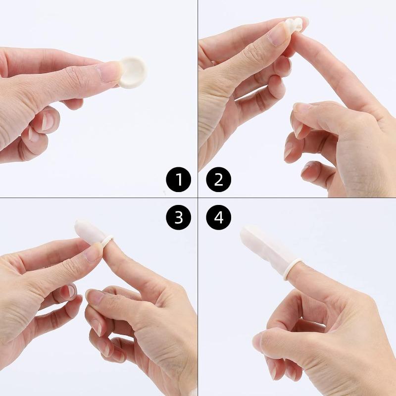 200 Pcs Disposable Finger Cover Natural Rubber Gloves Non-slip Latex Finger Cots Fingertips Protector Gloves Non-toxic Nail Tool