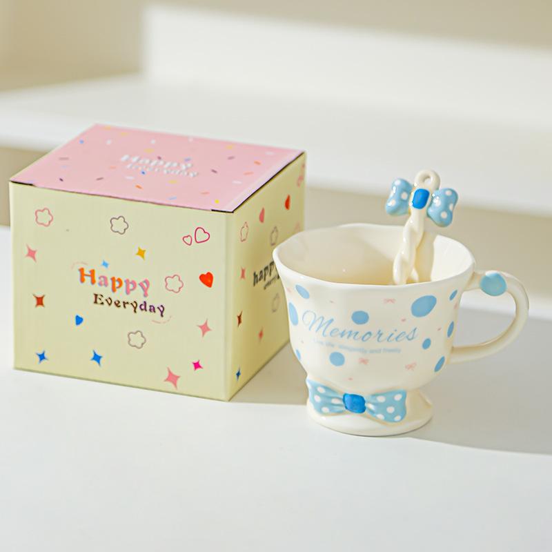 

Кружка-бокал с бантиком, милая кружка для девочки, набор, чашка для питья воды, чашка для небольшого подарка, керамическая чашка высокой ценности 301-400ml