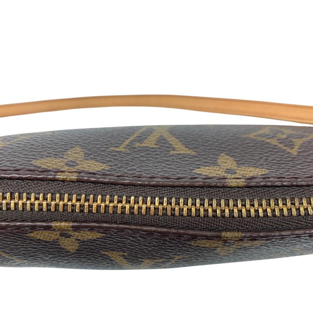Used Louis Vuitton Monogram Pochette Accessoires M51980 Canvas Brown Authentic 1222