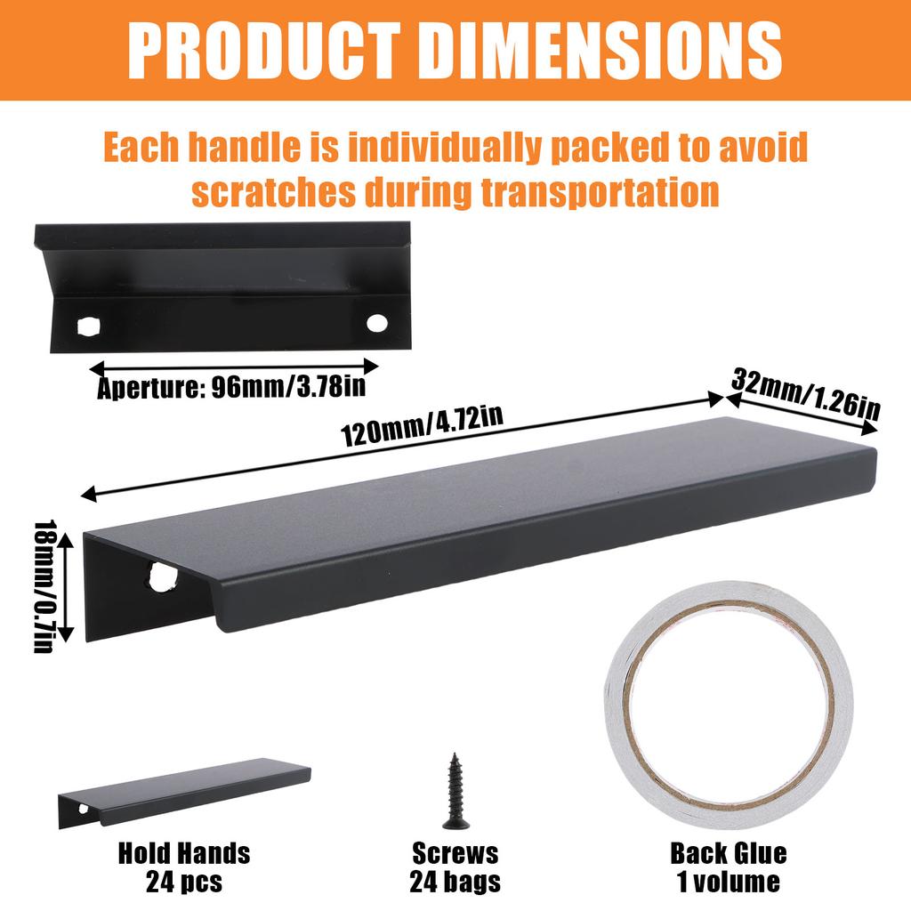 24/30PCS Hidden Handles for Cabinets Drawers Furniture Handle Edge Finger Pulls for Door Plate with Thickness of 16-21mm